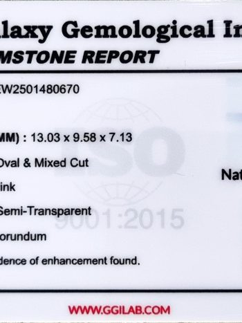 Natural Padparadscha Sapphire 7.56 ct Oval Cut – Orangish Pink, Untreated, Certified